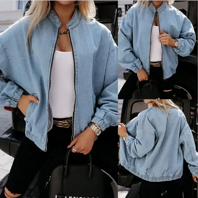 

Джинсовая куртка на молнии, осень и зима