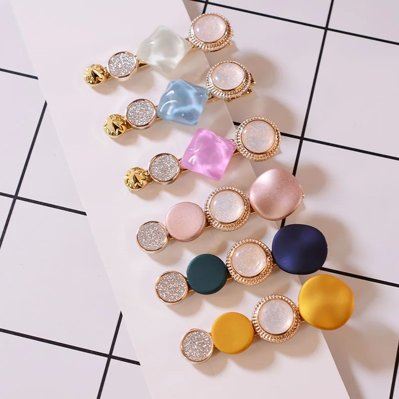 Корейские круглые заколки для волос со звездами женщин винтажные геометрические