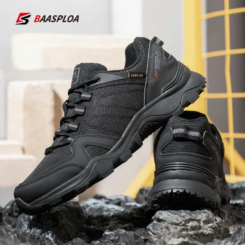 Baasploa 2022 New Men's Hiking Shoes Non-slip Outdoor Travel Shoes Fashion Leather Comfortable Wear-resistant Climbing Shoes