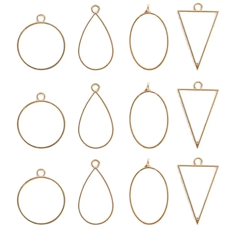 12 шт./компл. эпоксидной границы геометрические полые рамки DIY Изделия из смолы Цепочки и ожерелья браслет ювелирные изделия аксессуары 50PE - Цвет: GD
