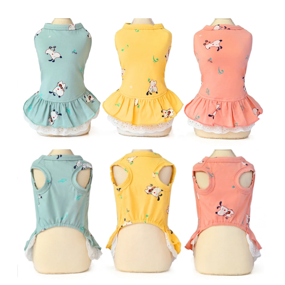 Одежда для собак юбка с кошкой милая летняя хлопковая охлаждающая маленький