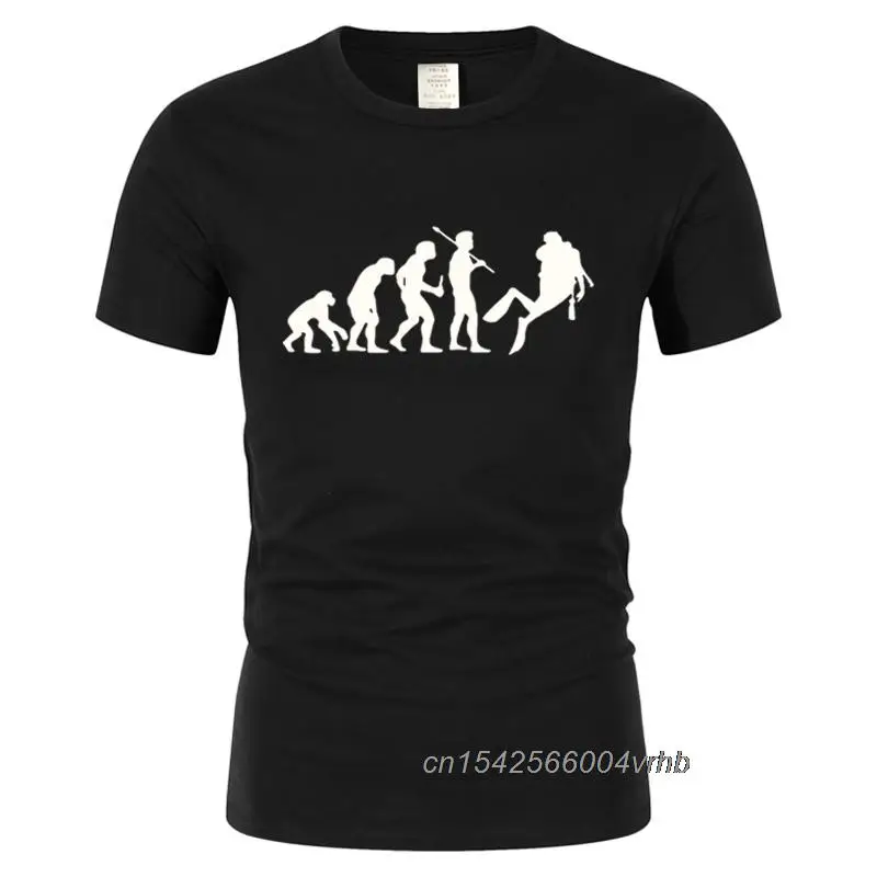 

Fashion Human Evolution Scuba Diver T-shirt Funny Dive Diving Evolution T Shirts Top Quality Men Cotton Short Sleeve t shirt Top
