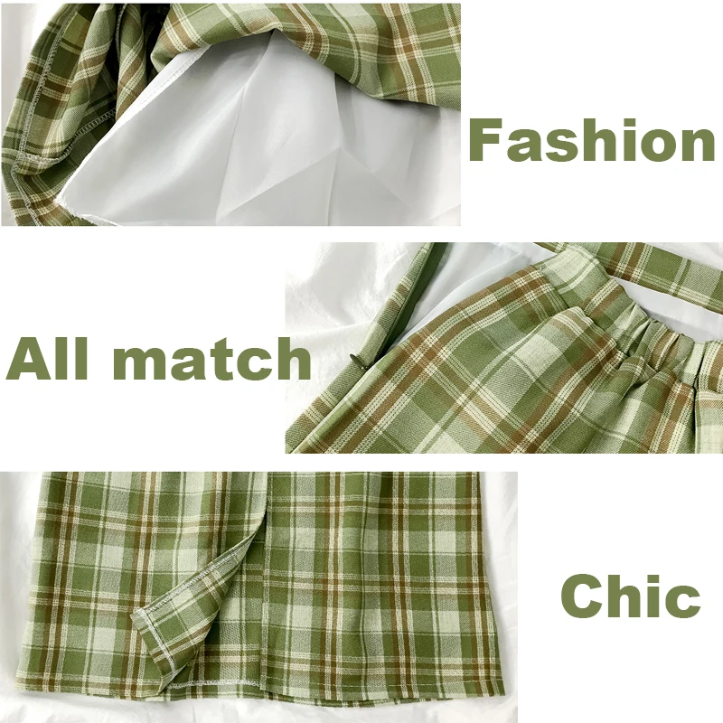 

Skirts Women Plaid Zipper Fly High Waist Sweet School Girl Loose Casual Ladies Bottom Simple All Match Chic Ins Trendy Daily New