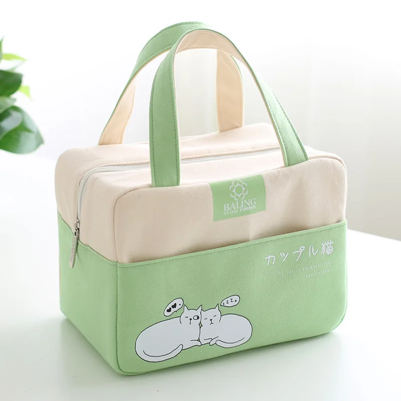 

1 PCS Spot warm lunch bag men and women fashion canvas aluminum foil insulation portable waterproof picnic bag food bag