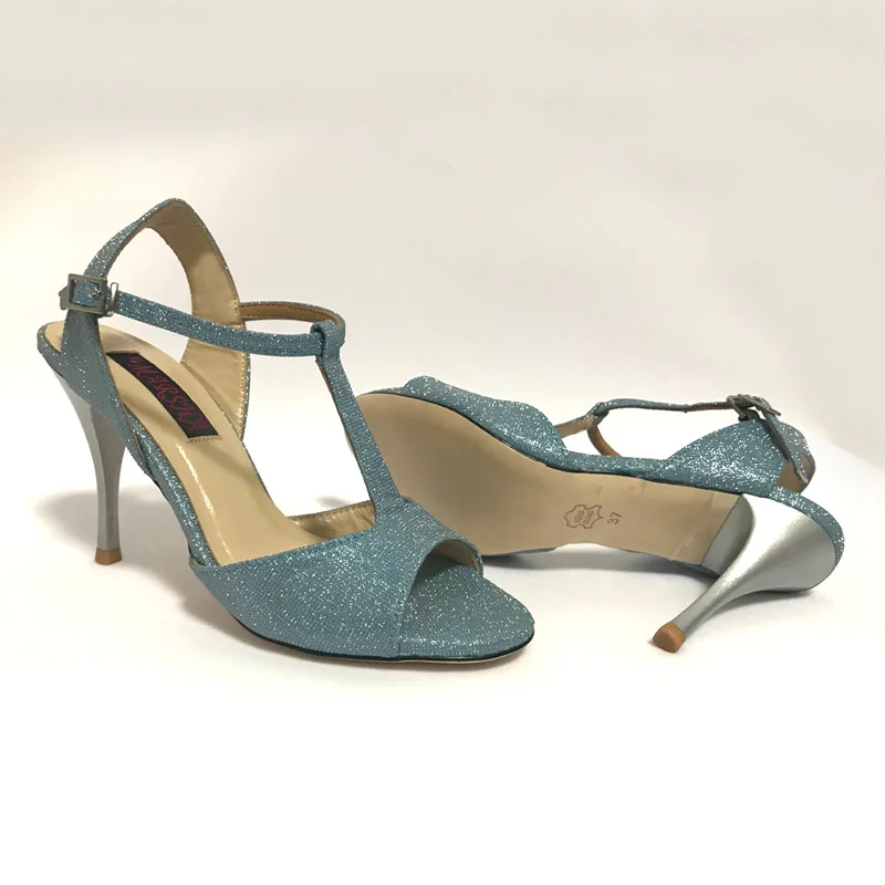 Удобная и модная танцевальная обувь для танго в Аргентине; женская обувь для свадьбы и вечеринки; мягкий Блестящий сверкающий материал; T6290LBG