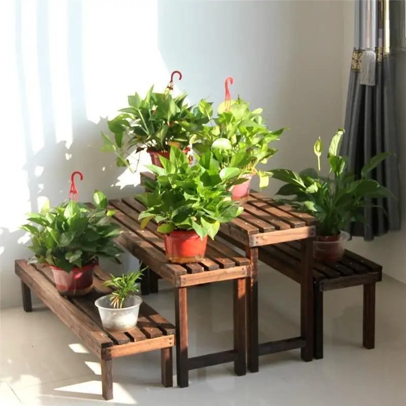 Macetas Estanteria Jardin Estante Repisa Para Plantas Escalera Decorativa Madera напольная стойка для балкона