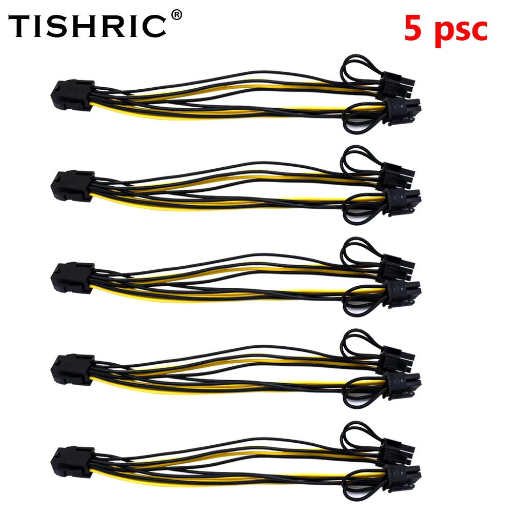 

Кабель питания TISHRIC PCIE GPU Female 6Pin1 к 2 Male 8pin 6 + 2 Pin, кабель питания для графической видеокарты, шнур питания для майнинга машины
