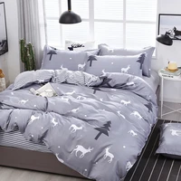 grey cartoon tree elk forest comforter bedding set cute luxury fashion king queen twin size bed linen duvet cover set gifts