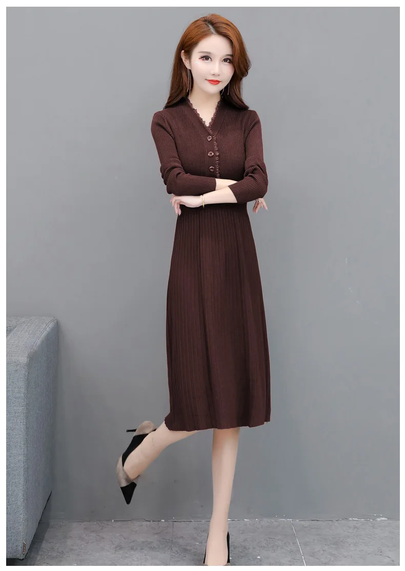 

Женское платье-свитер с длинным рукавом, Осень-зима 2022