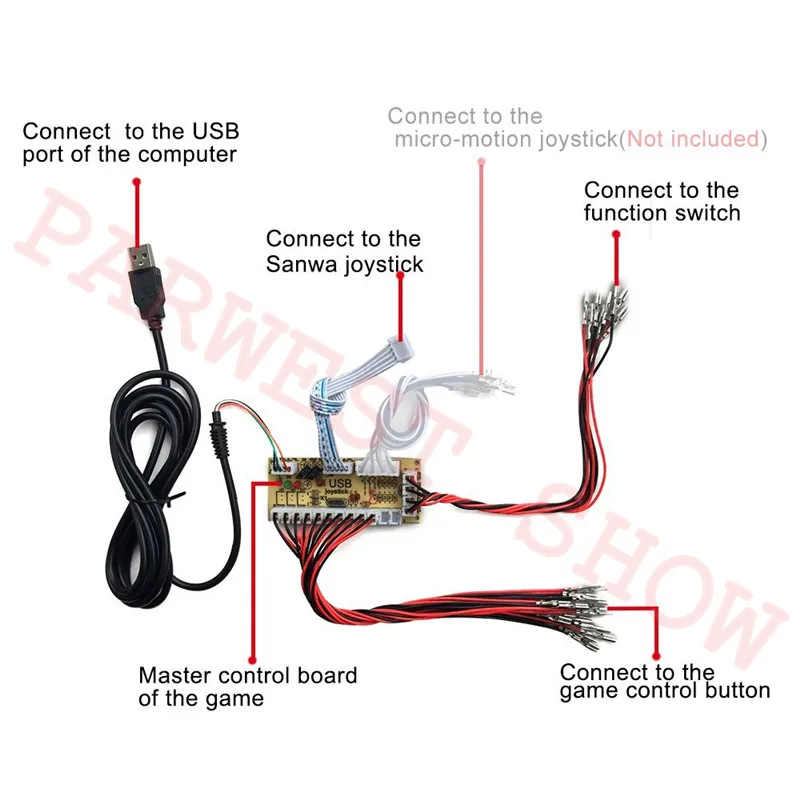 Аркадный набор сделай сам с 2 игроками доска USB Conatrol нулевой задержкой + джойстика