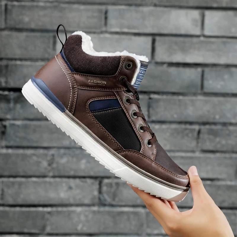 Зимние мужские ботинки теплые модные бархатные повседневные для взрослых