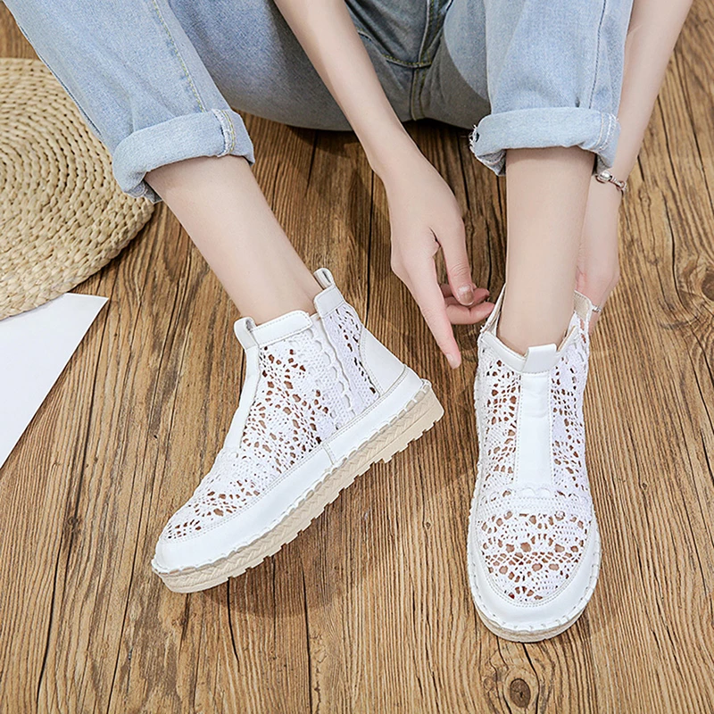 

Women Sandals Summer Ladies Comfortable Fisherman Shoes Retro Mesh Breathable Causla Round Toe Slip Flat Shoes For Women