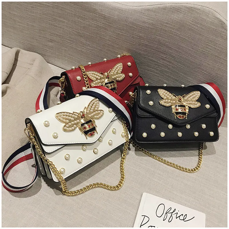 

Bee Pearl Crossbody Bags For Women 2021 Chains Bee Luxury Handbags Designer Famous Brand Shoulder Bag Hand Sac Ladies bags