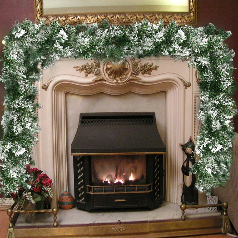 Рождественская гирлянда зеленые белые из ротанга рождественские украшения для