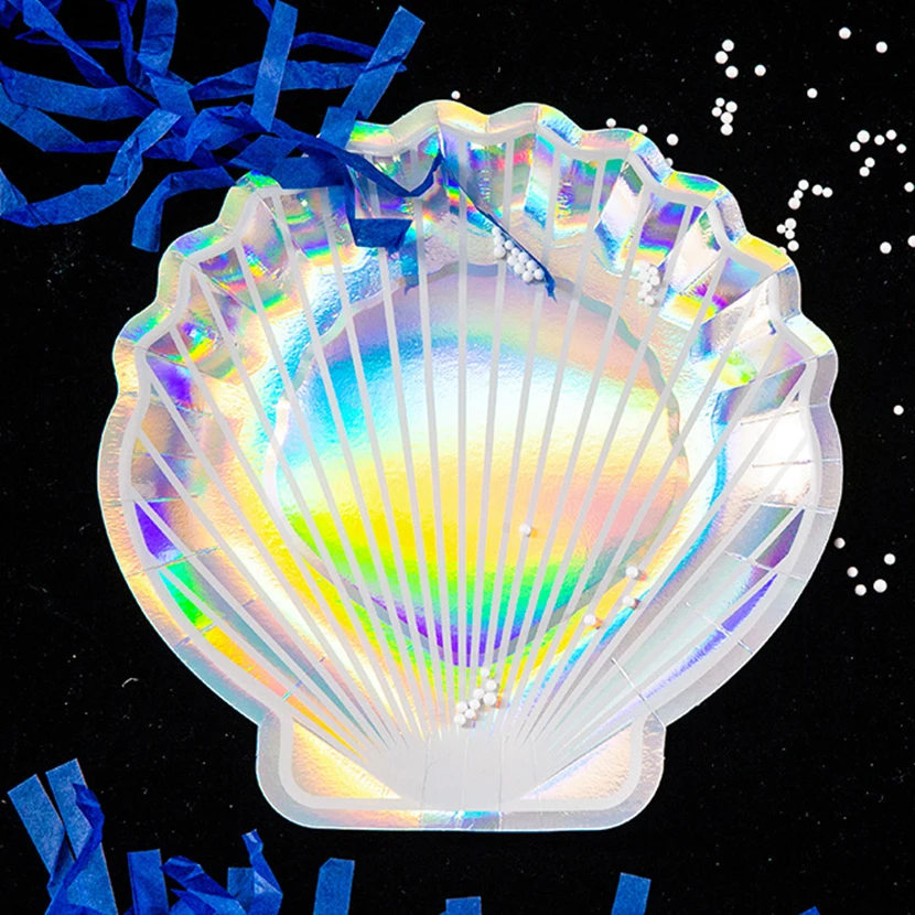 8 шт./партия Переливающаяся сверкающая оболочка бумажные тарелки для вечеринок