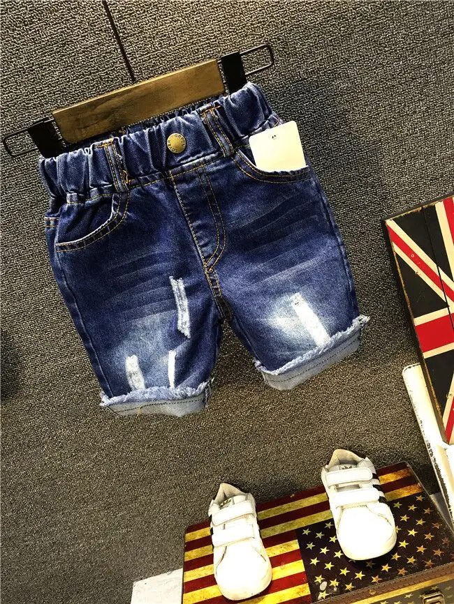 Летняя детская одежда 2021 шорты для мальчиков повседневные синие джинсовые