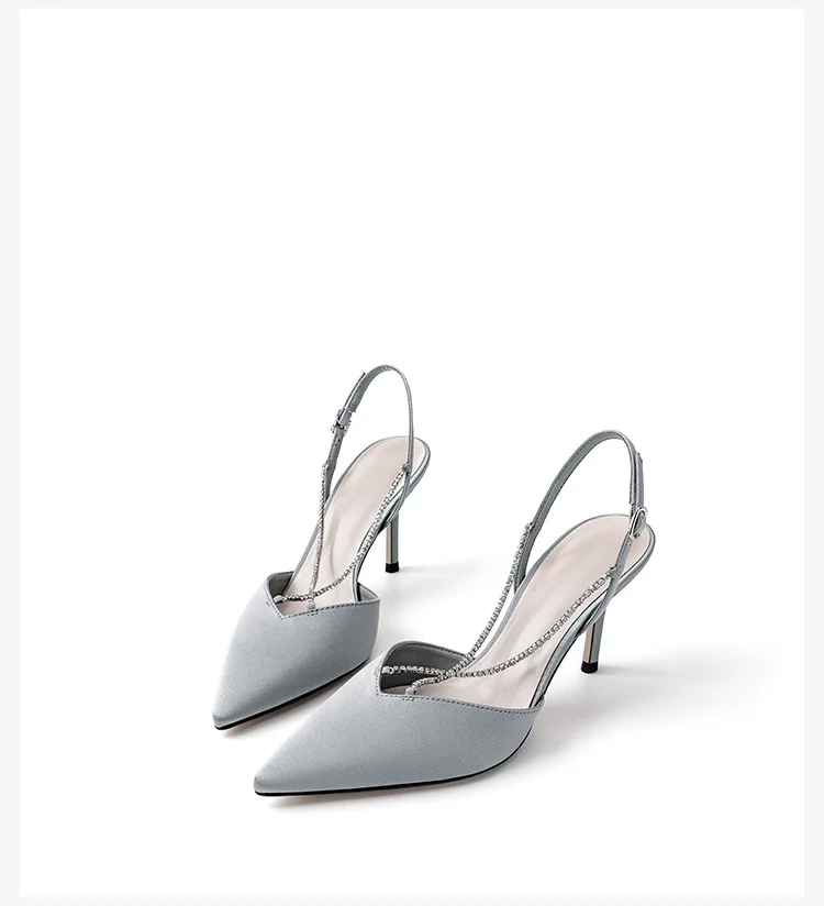 

All-Match Spring Shoes Pointed Heel Sandals Shallow Mouth Slip-on Loafers Summer Women's Suit Female Beige Stiletto Fashion Rhin