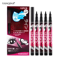 12 pcsbox waterproof eyeliner pen eyes makeup black liquid eye liner pencil make up cosmetics fast dry eyeliners stick tool