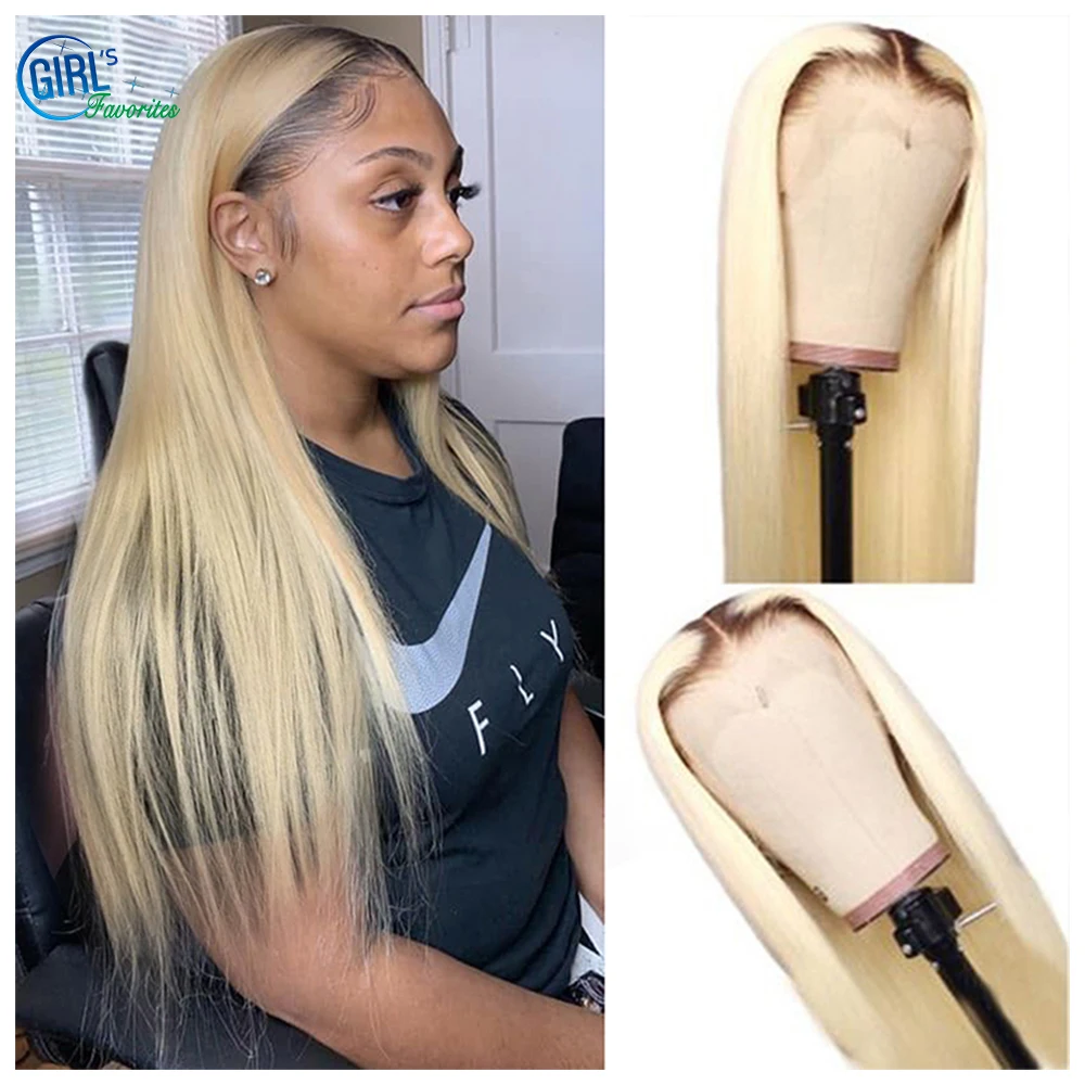 

Brazilian Ombre Hone Blond Human Hair Wig 13x4x1 T Part Wigs T4/613 Color Bone Straight Remy Hair 180 Density Pre Plucked