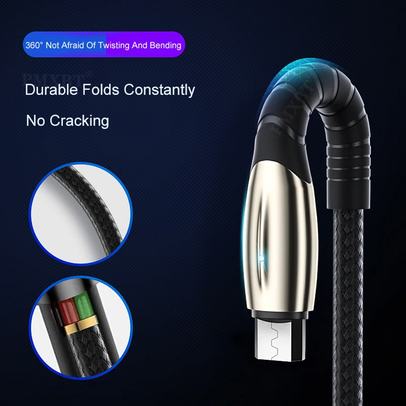 Кабель с разъемом Micro USB Type-C кабель Светодиодная лампа для быстрой зарядки и