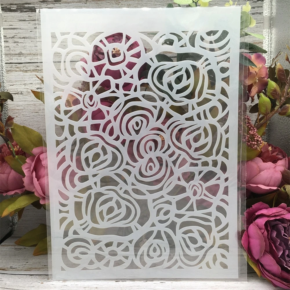 

A4 29cm Cartoon Flower Texture DIY Layering Stencils Wall Painting Scrapbook Coloring Embossing Album Decorative Template