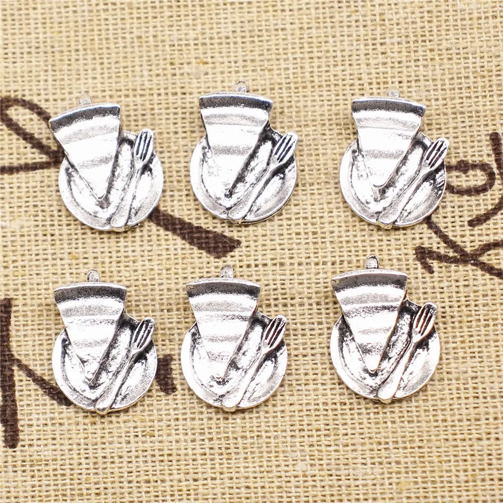 

Charm For Making Jewelry Pendants Antique Silver Color A Piece Of Cake 19x13mm 10pcs
