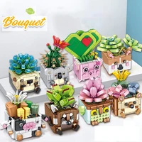 bouquet blocks model animal lovely design high tech assembled creative bricks set gift toys for kids home decoration