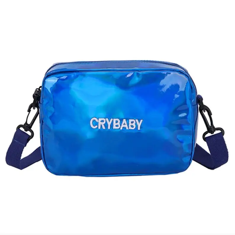 Blue Голографический рюкзак, женский рюкзак "плакса", набор, школьная сумка, сумка через плечо, композитная сумка, клатч, сумка через плечо, школьная сумка - Цвет: Blue