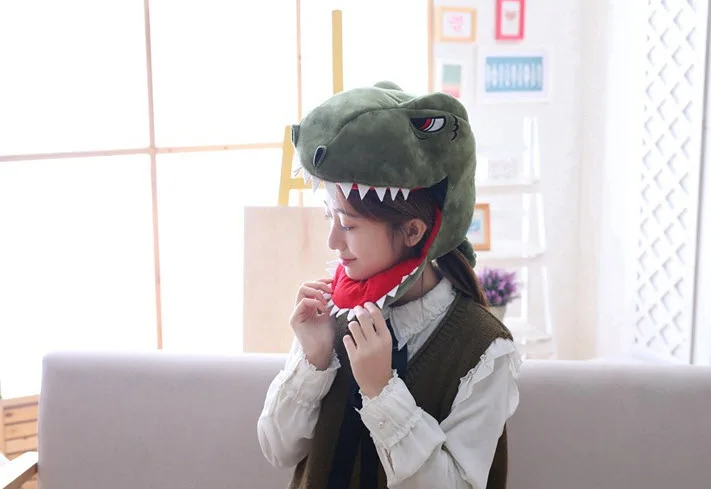  Funny Photo Props Hat Soft Toy Dinosaur Hat Cosplay Wear Family Game Playing Tricky Baby Dinosaur Head Wear Birthday Gift