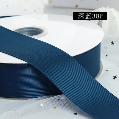 Темно-синий Kewgarden тканевая лента для упаковки Grosgrain ленты 1," 38 мм DIY цветок волос бант в качестве аксессуара вручную изготовленная лента 100 ярдов - Цвет: Темно-синий
