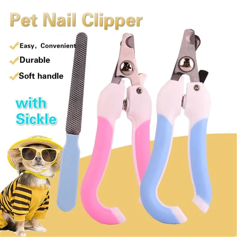 Durable Professional Cats Pet Dogs Toe Care Stainless Steel Trimmer Set Nail Clippers+Nail File Dog Grooming Dog Nail Trimmer