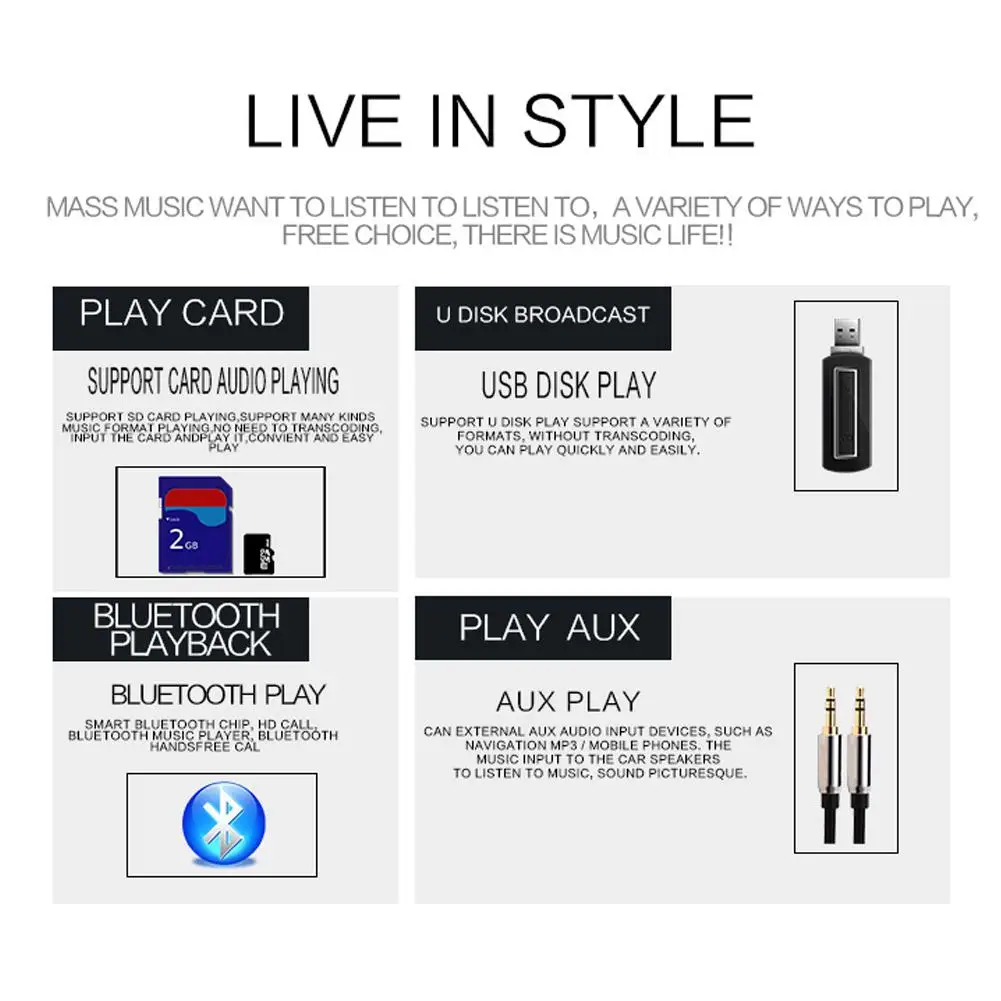 Автомобильный радиоприемник 1 Din mp3-плеер стерео мультимедийный плеер Bluetooth