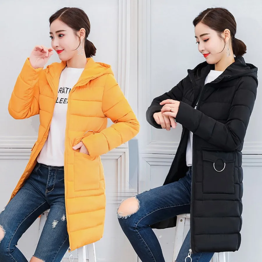 

Winter Fashion Medium-Long Parka Women Fur Ball Hooded Thicken Jacket Down Cotton Parka Slim Warm Coat Outerwear Wadded