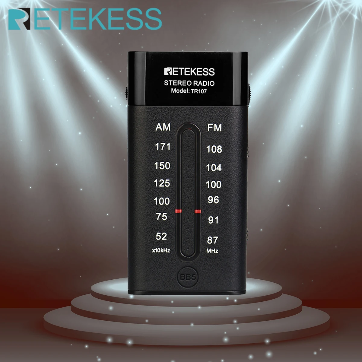 Портативное мини-карманное радио RETEKESS TR107, FM AM, настройка, стерео Поддержка BBS Mega Bass с наушниками для ходьбы, бега, тренажерного зала - изображение