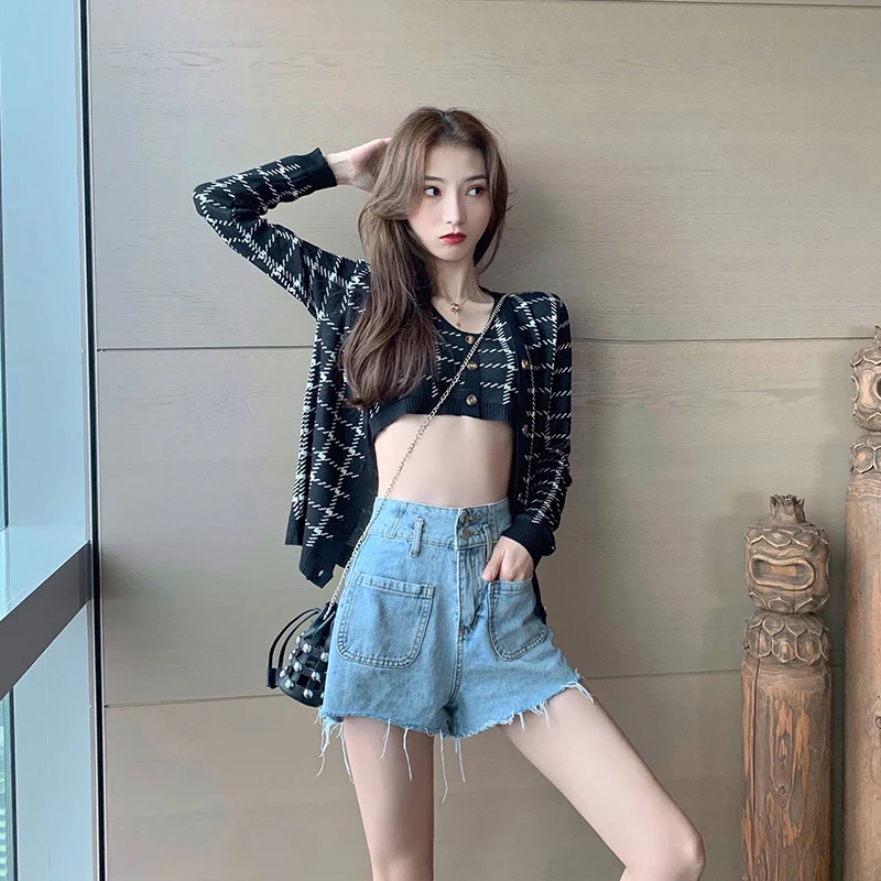 Модный женский 2019 новый летний корейский клетчатое с длинным рукавом тонкий