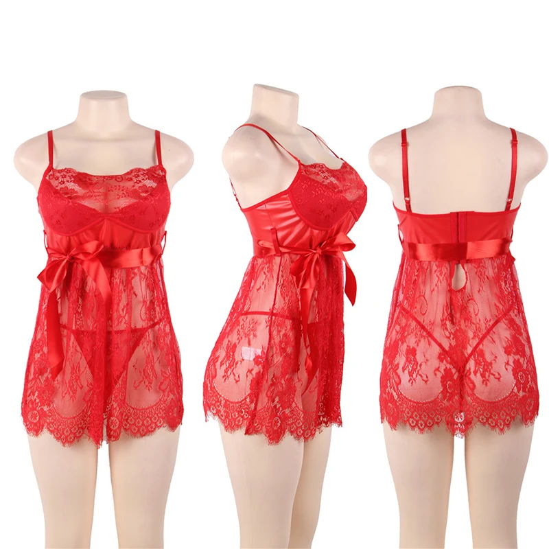 

New Oversized Lingerie Sexy Lace Dress Plus Size Lingere Exotic Nightwear