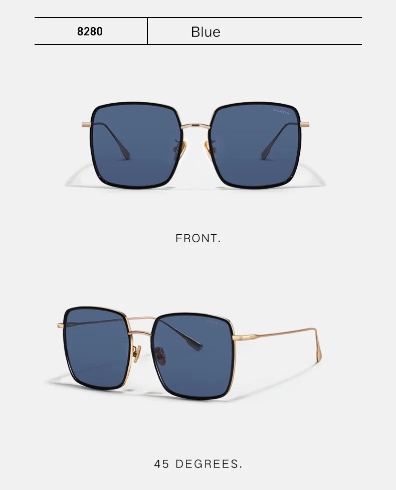 PARZIN New Sunglasses Women Big Metal Frame Sun Glasses For Women Fashion Colorful Ladies Shades Eyewear 8280