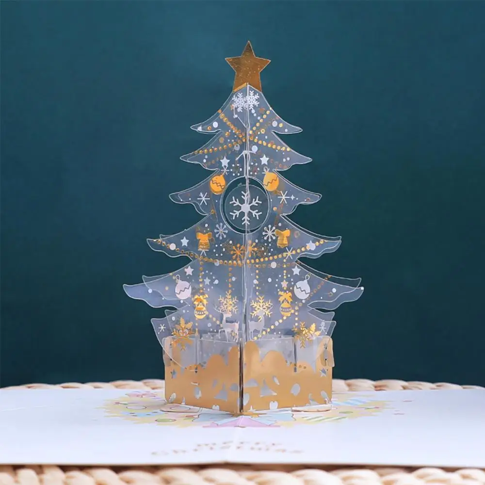 Поздравительная открытка ручной работы с рождественской елкой со сверкающими