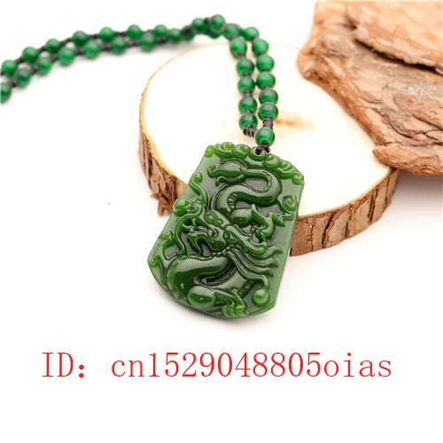 Натуральный зеленый китайский Нефритовый дракон кулон бусы ожерелье модное