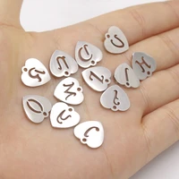 one hole stainless steel letters heart 26pcs lot pendants jewelry necklace bracelets diy letras charms for anklets accessories