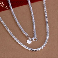 925 sterling silver necklaces for men 4mm 20 inch link chain necklace collier choker fashion male jewelry accessories bijoux