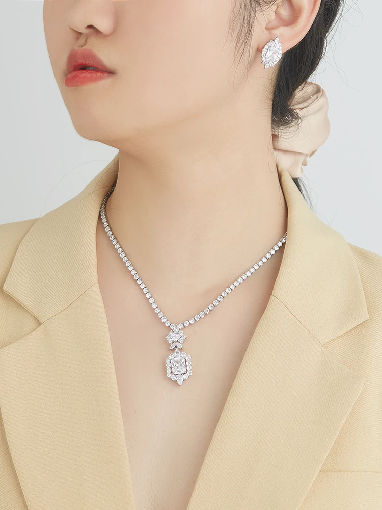 

ZEMIOR Luxury Style Jewelry Sets For Women Inlay Full Cubic Zirconia Elegent Accessory Daily Earrings Necklace Jewelry Sets