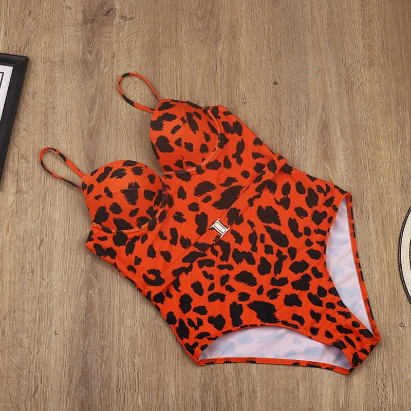 Женский слитный купальник размера плюс пуш ап с полосатым принтом бандажный