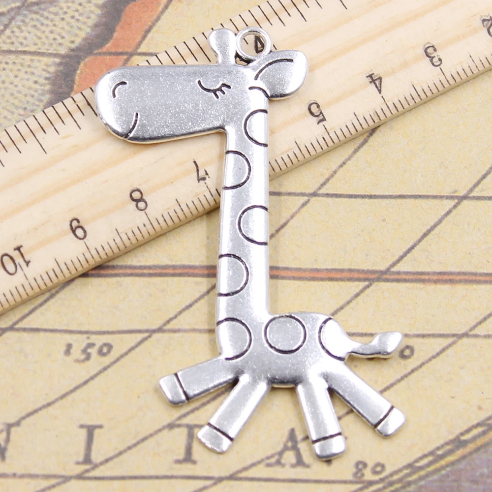 5pcs Charms Running Giraffe Deer 66x36mm Tibetan Bronze Silver Color Pendants Antique Jewelry Making DIY Handmade Craft - купить по