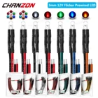 20 шт., 3 мм Предварительно смонтированные светодиоды светодиод, излучающий 12 В постоянного тока, мигающая лампочка белого, красного, зеленого, синего, желтого цвета, Предварительно проводной кабель