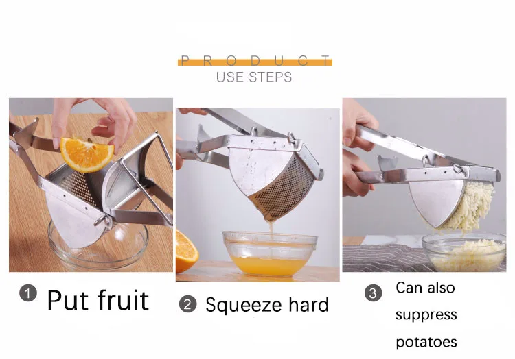 

Stainless Steel Orange Press Potato Masher Masher Fruit Lemon Juicer Masher Kitchen Juicer Tool Kitchen Tool Manual Potato Press