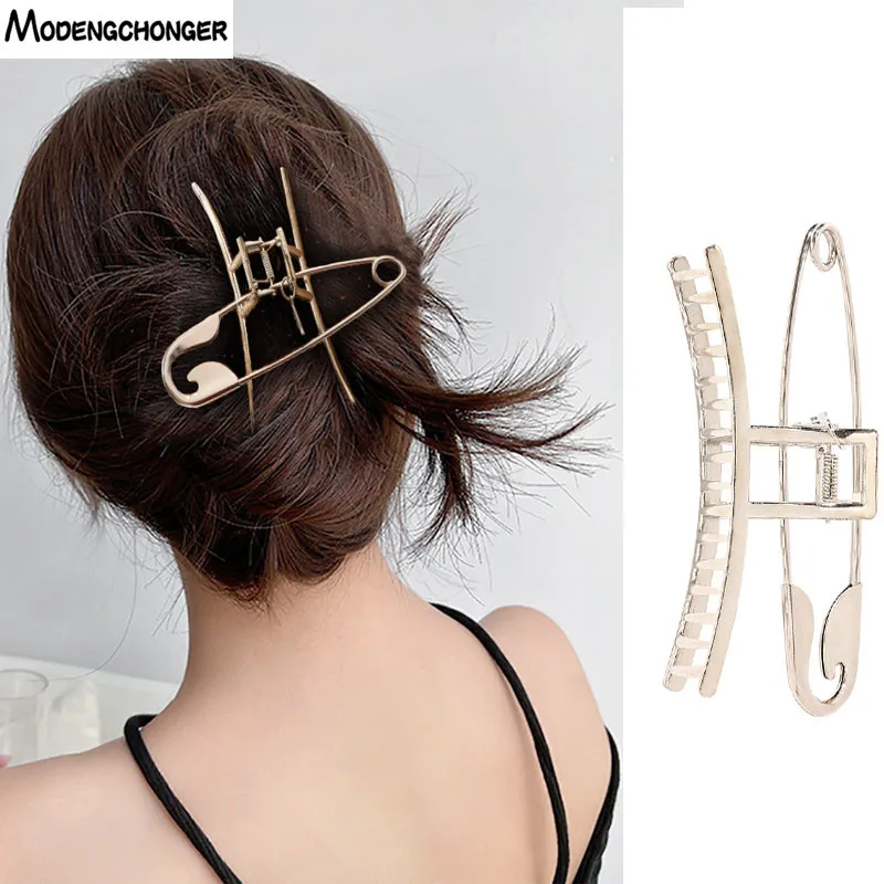 

2021 Fashion Korean New Hair Claw Barrettes For Women Girls Metal Geometric Hollow Out Headwear Hair Accessories Crab Hair Clip