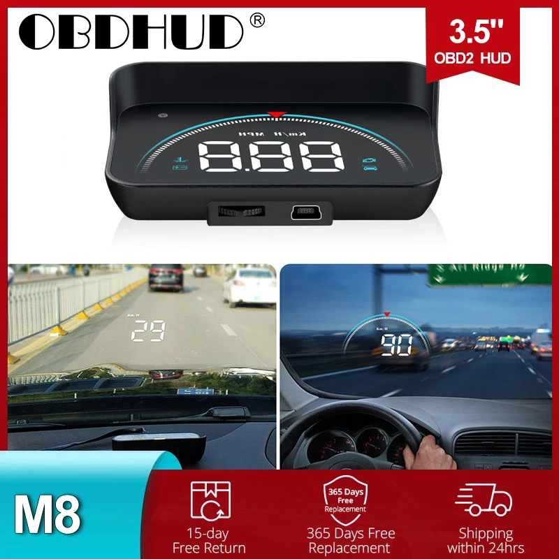 WiiYii M8 HUD Head Up Display Car OBD2 OBD Overspeed Warning System Speedometer Projector Windshield Auto Electronic Alarm 2019 new hud m8 better than a100s hud car hud head up display obd2 overspeed warning auto electronic water temperature