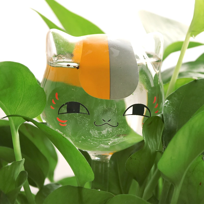 В форме кота стеклянные растения цветок полив шип кол кормушка для воды домашний