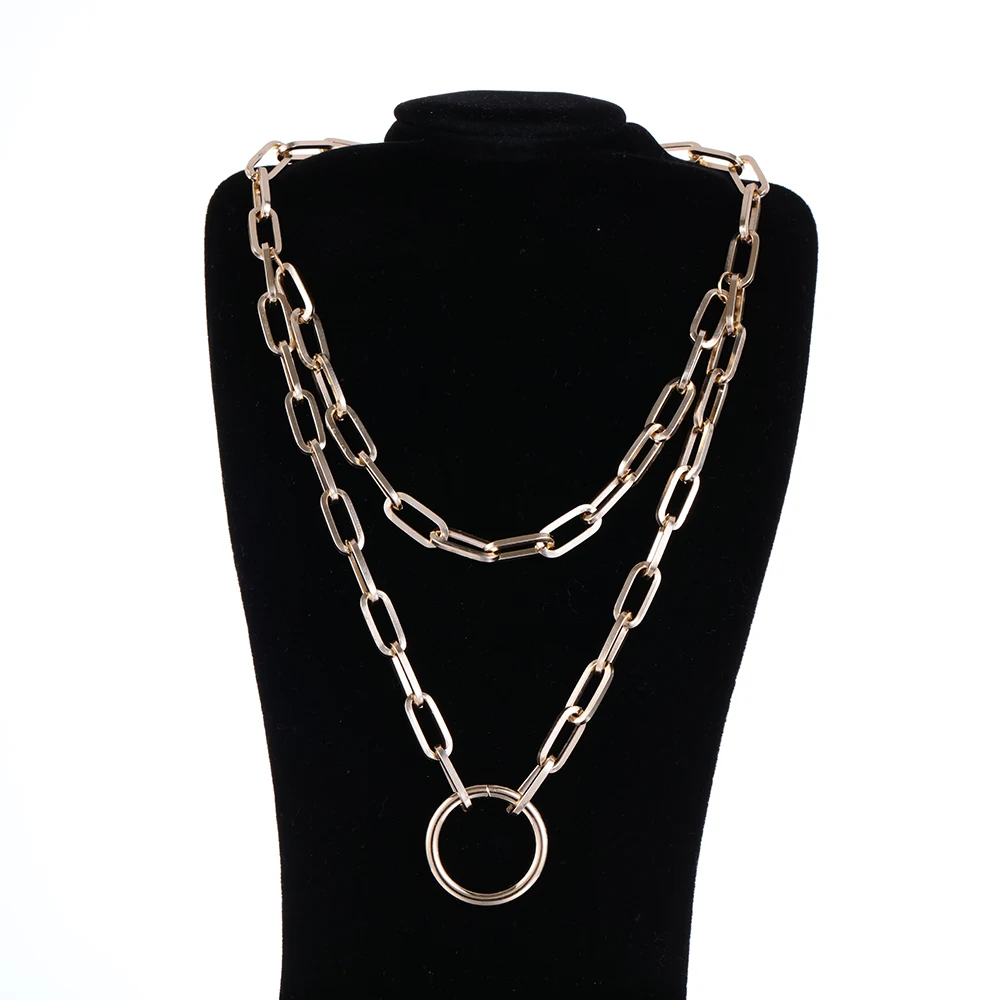 Женское/Мужское Двухслойное ожерелье чокер винтажное с подвеской кольцом в